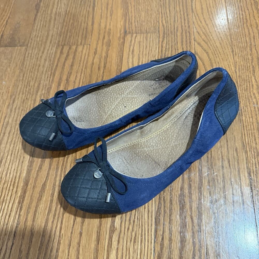 G.H. Bass Lane Black Navy Suede Leather Ballet Flats Slip On Classic 8M - Picture 2 of 7